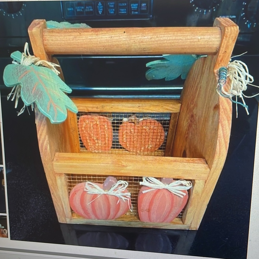 Wooden Pumpkin Fall basket
